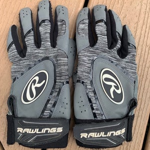 Used Large Louisville Slugger gray/black LEATHER Batting Gloves (Used)