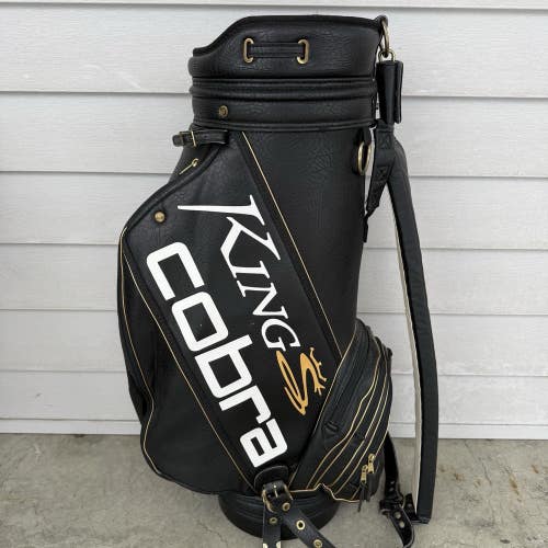 Vintage Cobra King Cobra Staff Cart Bag Golf Bag Rain Hood Black Gold