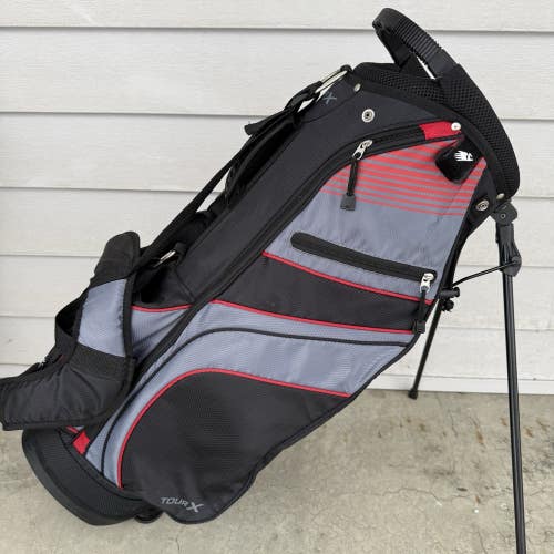 Tour X MG23 Golf Bag Stand Carry Black Red Gray Dual Straps 7 Way Dividers