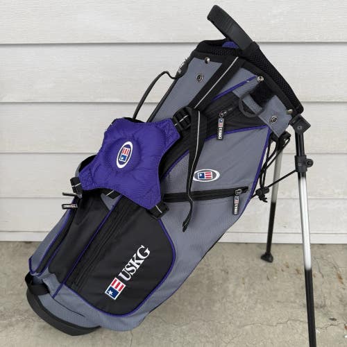 USKG US Kids Golf Stand Carry Bag 4 Way Dividers Black Purple Gray Youth Junior