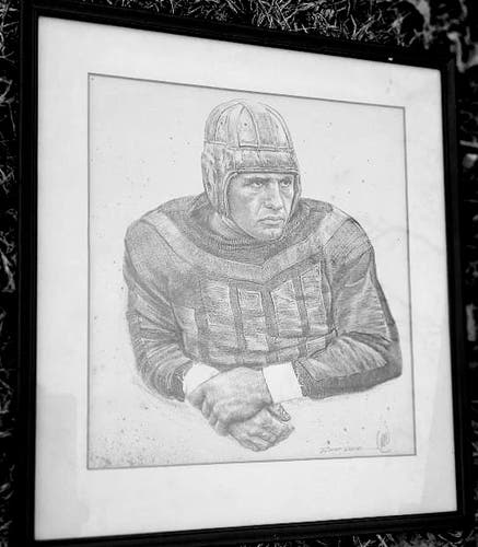 Robert Riter Framed Print of Football Legend Red Grange
