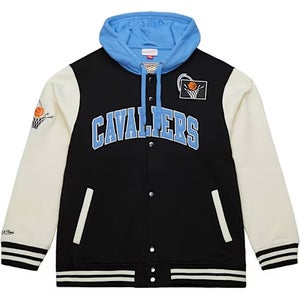 MENS CLEVELAND CAVALIERS MITCHELL AND NESS MENS COURTSIDE HEAVYWEIGHT JACKET - BLACK 2XL