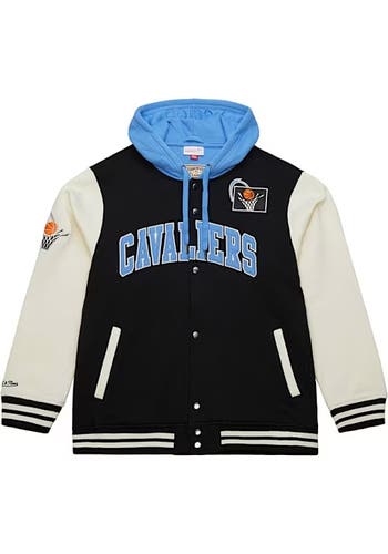 MENS CLEVELAND CAVALIERS MITCHELL AND NESS MENS COURTSIDE HEAVYWEIGHT JACKET - BLACK