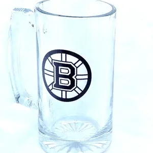 Boston Bruins 7" Glass Beer Mug Heavy!
