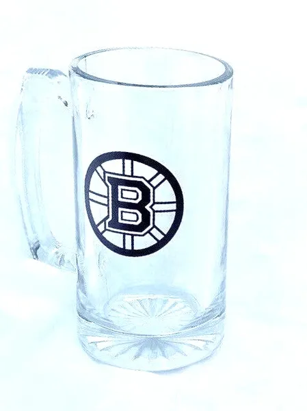 Boston Bruins 7" Glass Beer Mug Heavy!