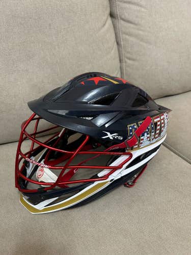 Navy Cascade XRS Helmet, Red Chrome cage