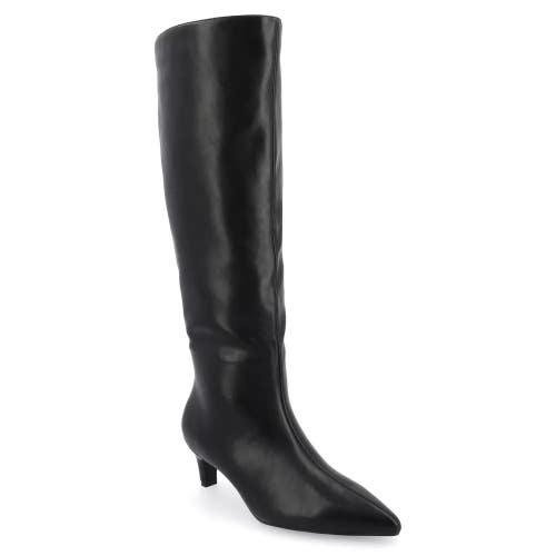 Journee Collection Tullip Women's US 11 Black Kitten Heel Knee High Boot ZAP1251