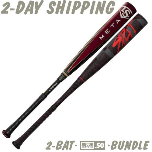 NEW BUNDLE | 2-BBCOR BATS 34" / 31 oz  | Louisville Slugger 2025 META Bat & 2024 Easton Split