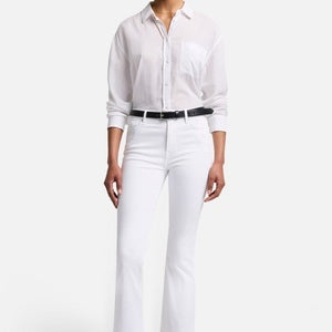 7 For All Mankind Jean Women 31 White Slim Illusion High Waist Slim Kick GBO2163