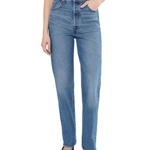 Levi's Ribcage Jeans Women's 28x32 Blue Denim Stretch Straight Leg GBO2117