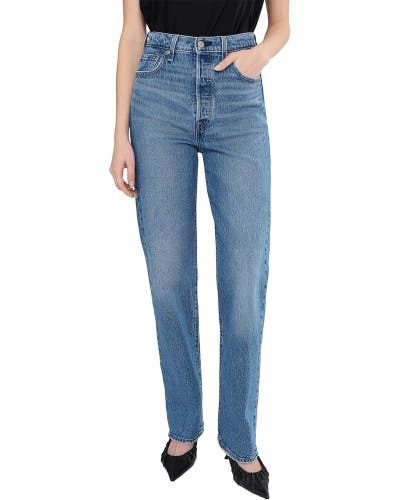 Levi's Ribcage Jeans Women's 28x32 Blue Denim Stretch Straight Leg GBO2117