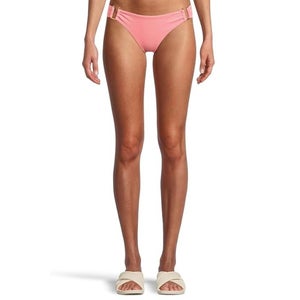 BECCA Modern Edge Bikini Bottom Women's M Pink Rib Gracie U Buckle Side GBO2465