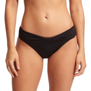 Seafolly Collective Hipster Women's 8 Black Stretch Twist Band Swimwear GBO2495