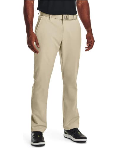 Under Armour Tech Pants Men's 32 Khaki Belt Loop Straight Leg Flat-Front GBO2114
