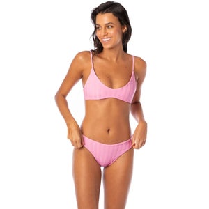 Maaji Blush Rose Liberties Bikini Top Women's Large Pink Ribbed Swimwear GBO2492