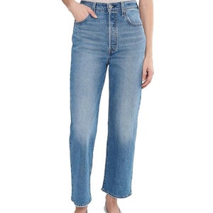 Levi's Ribcage Jeans Women's 28x27 Blue Denim Stretch Straight Leg GBO2116