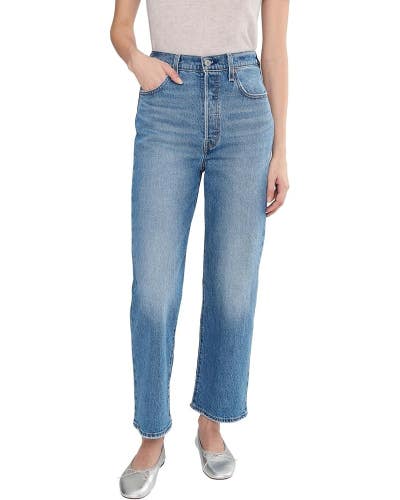 Levi's Ribcage Jeans Women's 28x27 Blue Denim Stretch Straight Leg GBO2116