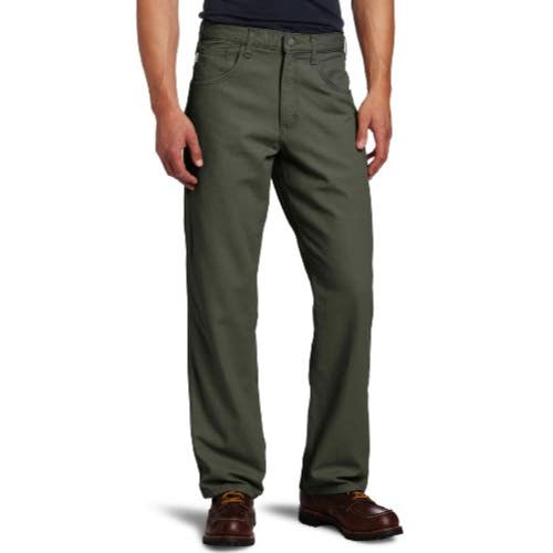 Carhartt Pants Mens 36x30 Moss Canvas Midweight Flame-Resistant Straight GBO2145