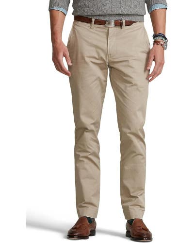 Polo Ralph Lauren Pants Men's 34x34 Khaki Stretch Straight Leg Zip-Fly GBO2120