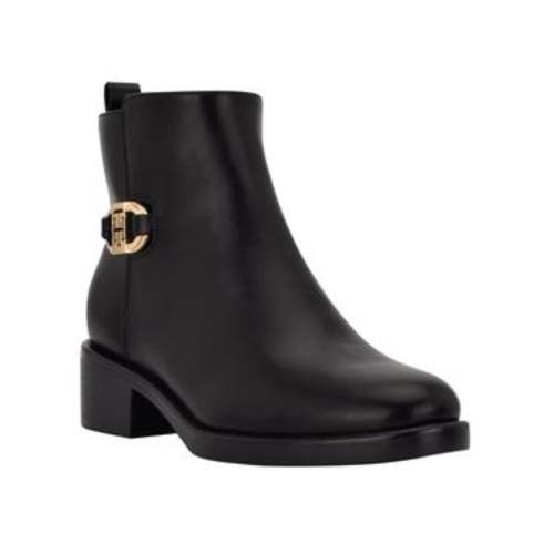 Tommy Hilfiger Imiera Boots Women's 6.5 Black Faux Leather Ankle Bootie RHS7385