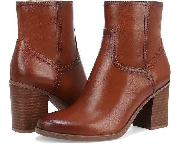 Naturalizer Kalina Boots Women 6.5 Cider Spice Leather Block Heel Bootie RHS7324