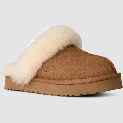 UGG Disquette 1171199K-CHE Slipper Kids US 3 Chestnut Sheepskin Platform RHS7151