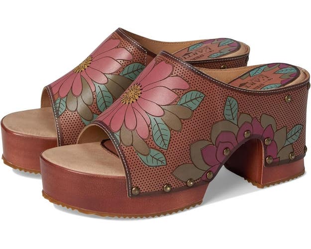 L'Artiste by Spring Step Teeshirt Sandal Women 5.5 Brown Floral Platform ZAP1295