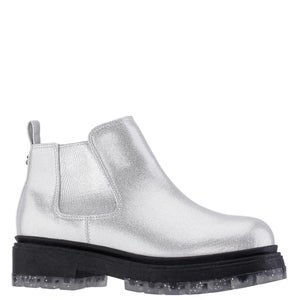 Nina Prisila Boots Girls US 2 Silver Shimmer Lug Sole Round Toe Chelsea ZAP1153