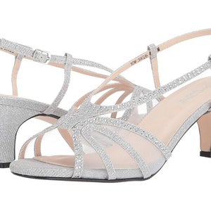 Touch Ups Clara Sandals Women's US 7.5 Silver Kitten Heel Slingback ZAP1281