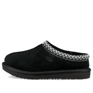 Ugg Tasman II 1019066K-BLK Slippers Kids Black Suede Round Toe Slip-On GUG273