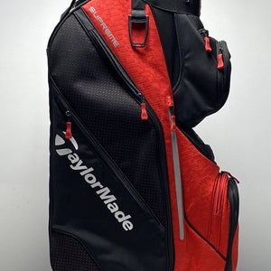 Taylormade Supreme 22 Cart Bag Black/Red 15-Way Divide Single Strap Golf Bag NEW
