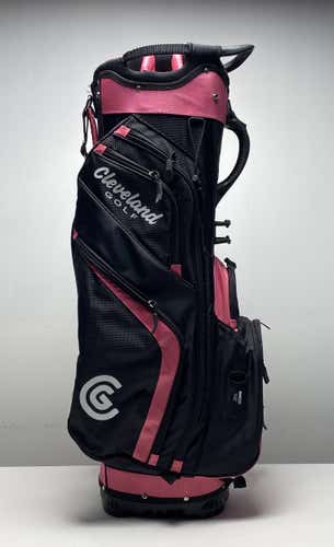 Cleveland Lightweight Cart Bag Black/Pink 14-Way Divide Single Strap Golf Bag