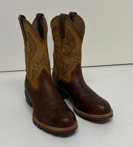 Ariat Hybrid Rancher Rubber Soled Two Tone Brown Leather Cowbor Boots US 8 EU 41