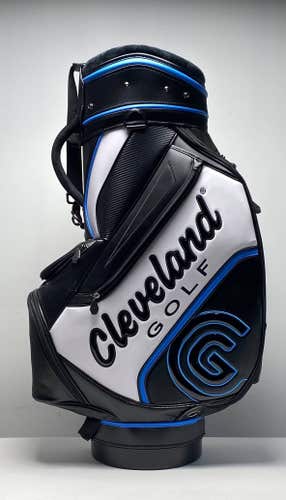 Cleveland Staff Bag Black/Blue/White 6-Way Divide Single Strap Golf Bag