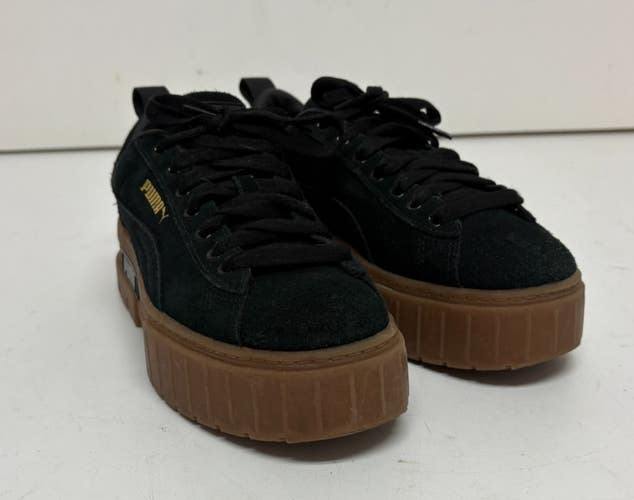 Puma Mayze Platform Gum Sole Black Suede Sneakers US Women's 7 EU 37.5