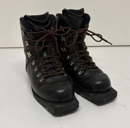 Merrell Padded Black Leather 3-Pin/75mm Telemark Ski Boots US Men's 9