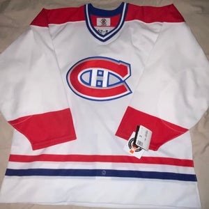 NEW 90s Vintage Montreal Canadiens Starter Center Ice Hockey Jersey Away Game (White) Size 52