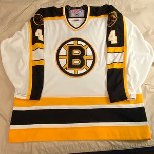 NEW 90s Vintage Boston Bruins Bobby Orr #4 CCM Away Game Hockey Jersey XL