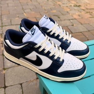 WOMENS NIKE DUNK LOW PRM VINTAGE NAVY ATHLETIC SNEAKERS FN7197-100 SIZE 12 NWOT