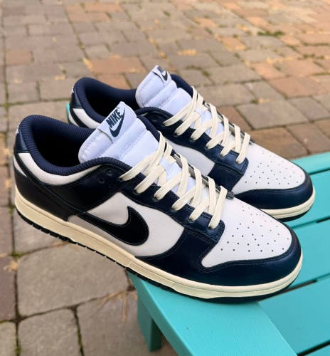 WOMENS NIKE DUNK LOW PRM VINTAGE NAVY ATHLETIC SNEAKERS FN7197-100 SIZE 12 NWOT