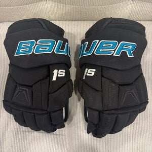 San Jose Sharks Bauer Supreme 1S Pro Stock Hockey Gloves 14"