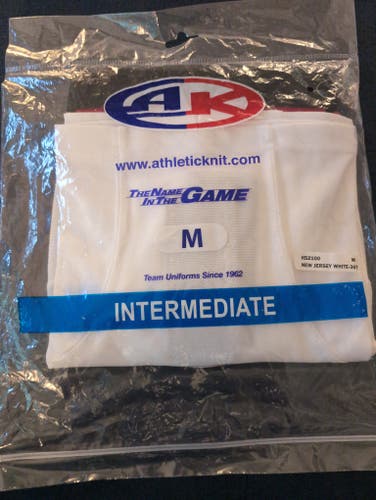 White w/Red and Black Intermediate Medium Athletic Knit Socks (New)