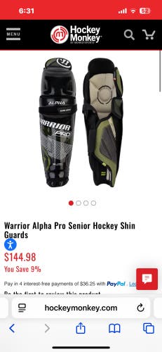 Senior Warrior Alpha LX Pro 15" Shin Pads (New)