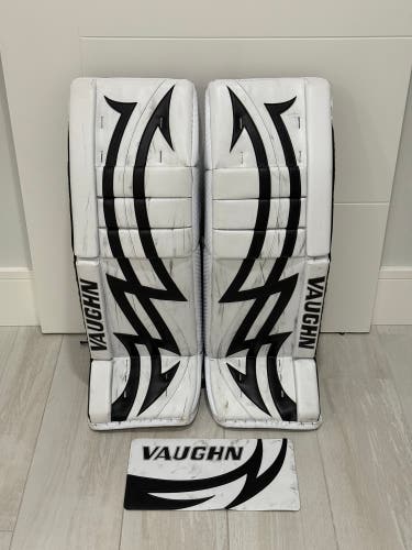 33"+2 Vaughn V10 Pro Carbon Goalie Leg Pads Pro Stock (Used) + Blocker Face