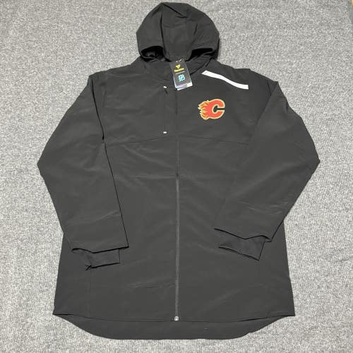 Calgary Flames NHL Fanatics Authentic Pro Full Zip Team Rink Parka Jacket Sz Lg