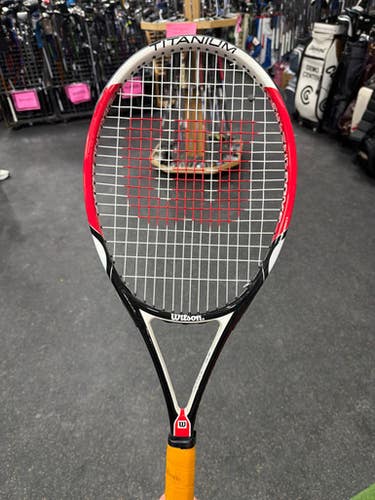 Used Wilson SIX ONE COMP Adult Tennis Racquet Black 4 3/8" 11337-S000478493