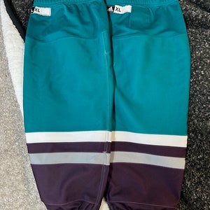 Anaheim Mighty Ducks 20th Anniversary XL Pro Stock Purple Eggplant Adidas Socks