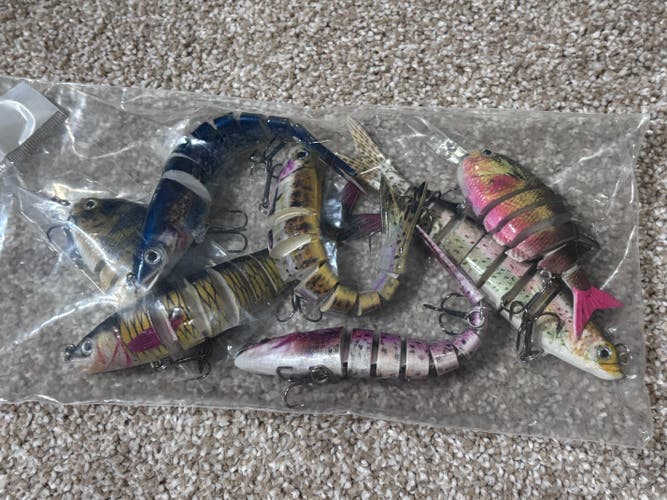 New Jointed Swimbait Lures – 7pcs (5x8-Segment, 2x6-Segment, 5.3")