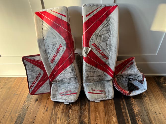 Small 2016 Bauer Vapor 1X OD1N Goalie Leg Pads, Glove, and Blocker (Used)