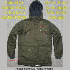 READ Columbia Barlow Pass TurboDown Jacket Parka Men Small (runs large)